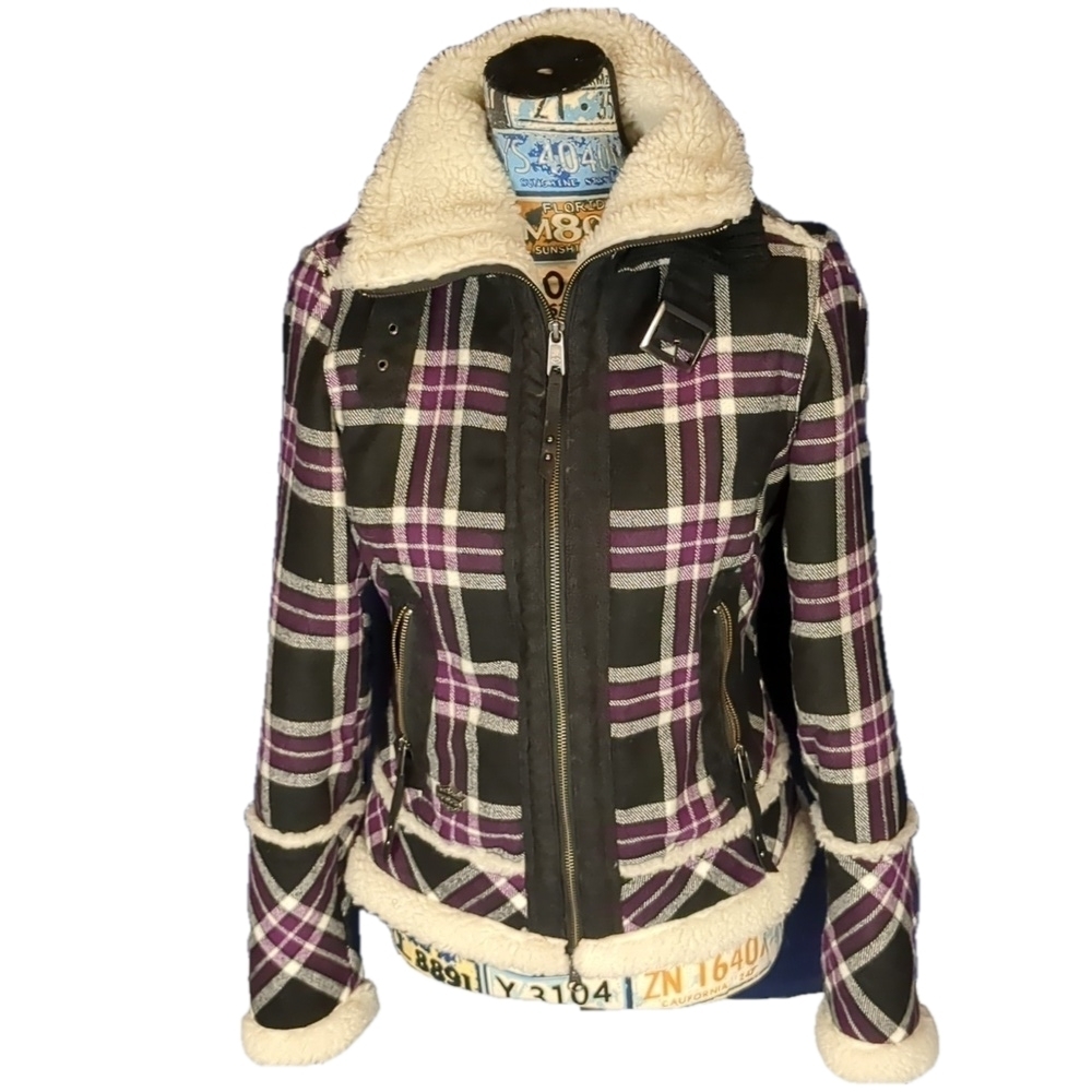 Harley Davidson purple plaid coat size small